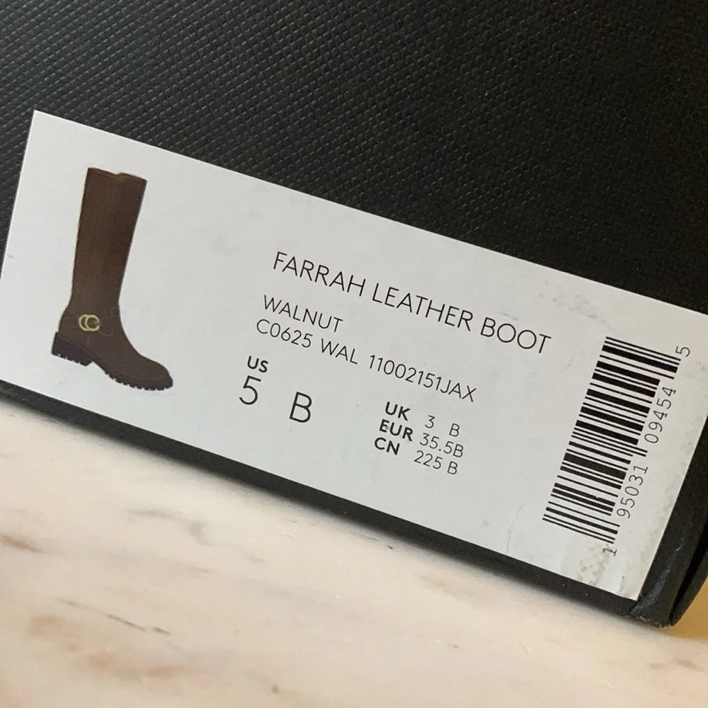 Coach Farrah Logo Buckle Tall Riding Boots in Brown